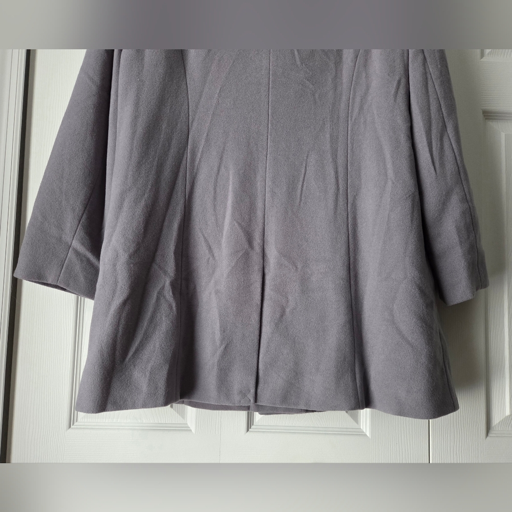 NWOT Garnet Hill Gray Ribbon Candy Ruffle Front Wool Coat Size 18 - Picture 11 of 16